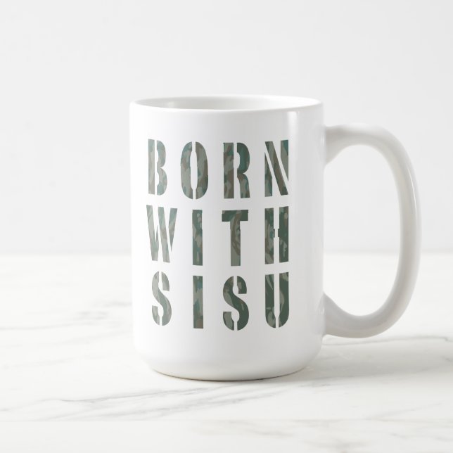 Född med Sisu Kamouflage 1 Kaffemugg (Höger)
