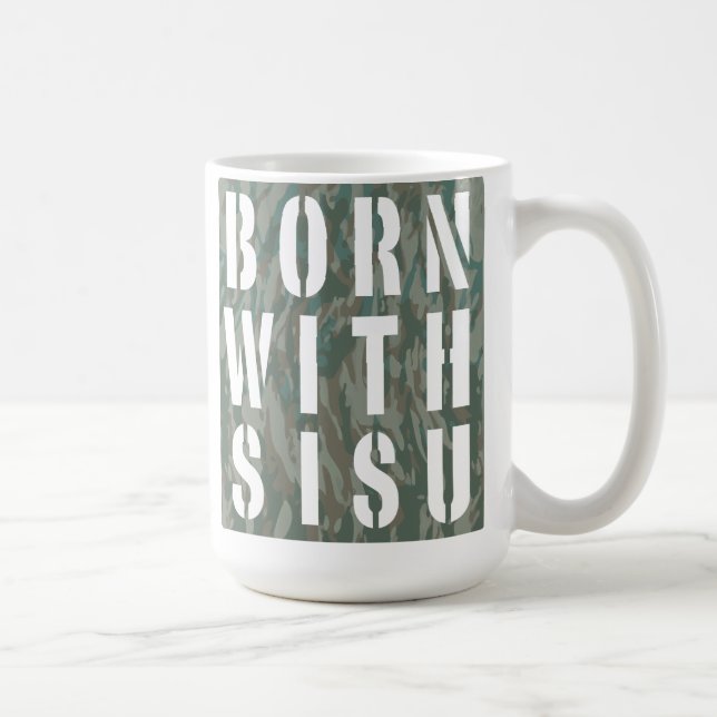 Född med Sisu Kamouflage 3 Kaffemugg (Höger)