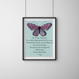 Född med Vingar Rumi Quote Butterfly Poster