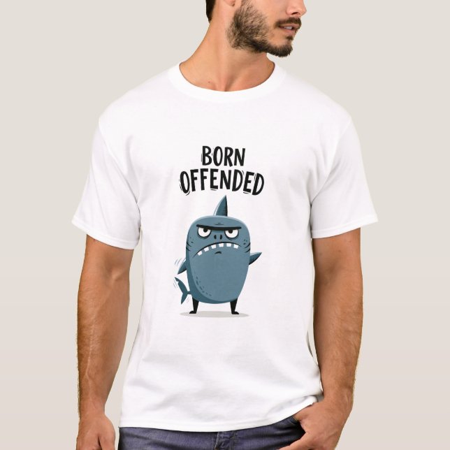 Född Offensiv Rolig Grinig Haj Karakter Presente T Shirt (Framsida)