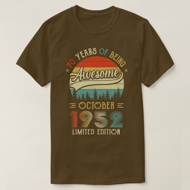 Född oktober 1952 70:e födelsedagen 1952 70 år t shirt (Design framsida)