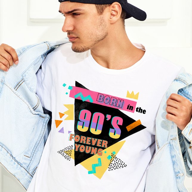 Född på 1990-talet för evigt, ung minneshögtid t shirt (Born in the 90s forever young memphis retro T-Shirt)