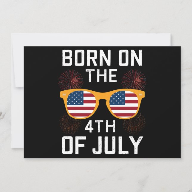 Född på 4 juli födelsedag solglasögon USA Inbjudningar (Framsida)