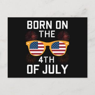 Född på 4 juli födelsedag solglasögon USA Vykort