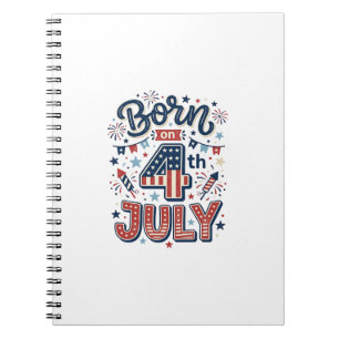 Född på 4 juli Patriotisk barnt-shirt design_1 Anteckningsbok