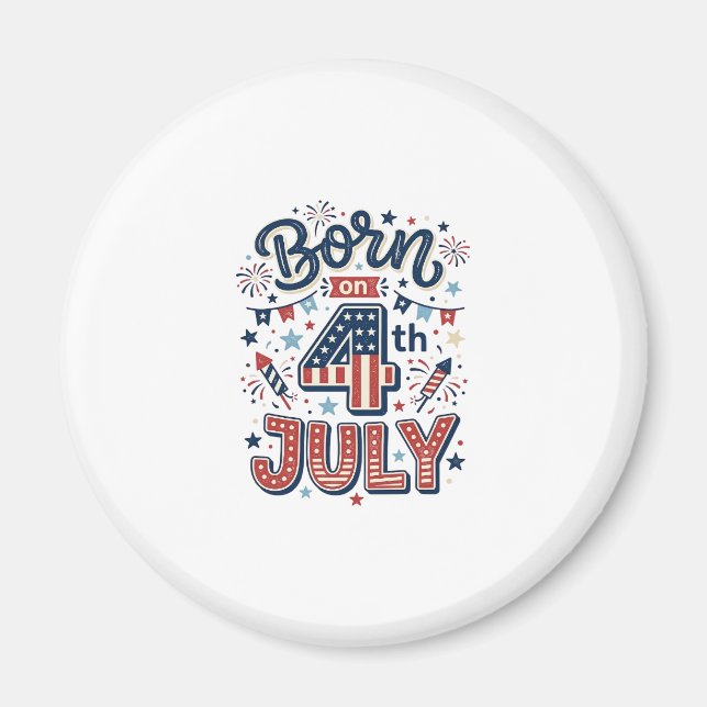 Född på 4 juli Patriotisk barnt-shirt design_1 Magnet (Framsidan)
