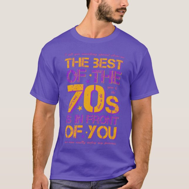 född på 70-talet sjuttiotalspresent t shirt (Framsida)