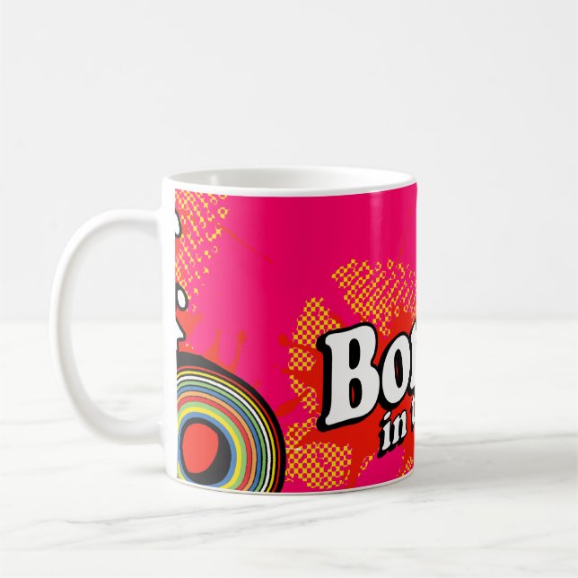 "Född på 80-talets magenta rosa logotyp retro mugg (Vänster)