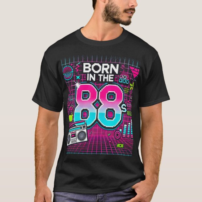 Född på 88-talet i Retro Graphic T-Shirt - Neon 80 (Framsida)