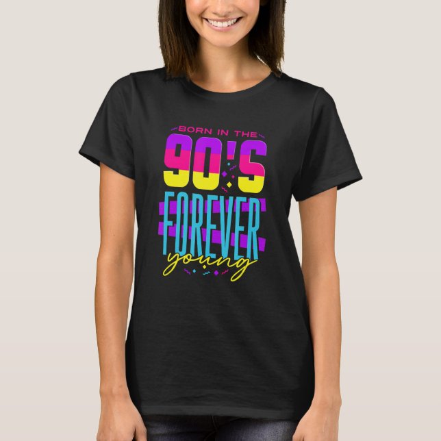 Född på 90-årsdagen av födelsedag för unga 90-årin t shirt (Framsida)