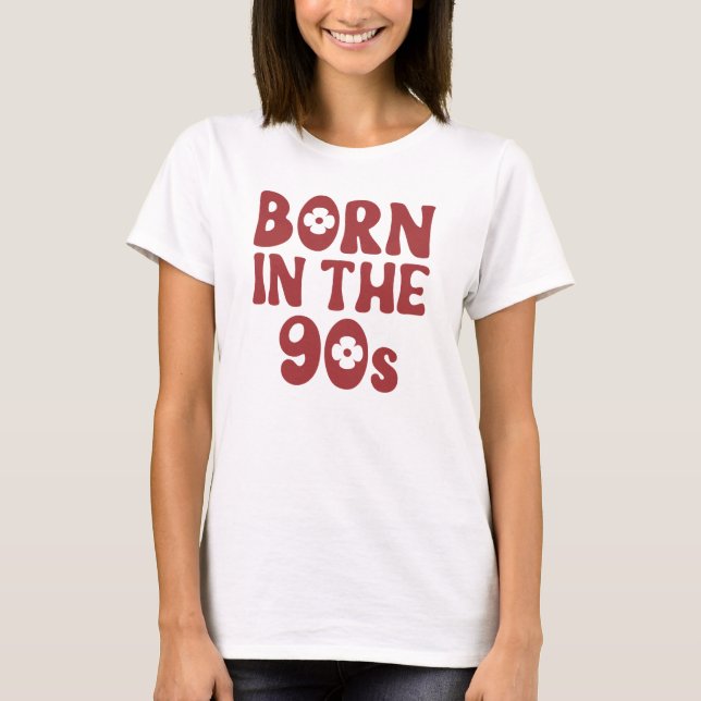 Född på 90-talet Röd Retro T-shirt (Framsida)