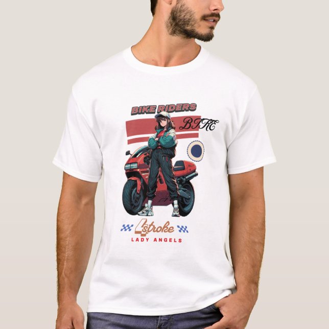 Född på åktur-biker, äventyr älskare för ofruktsam t shirt (Framsida)