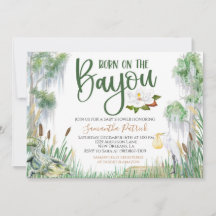Född på Bayou Baby Shower-inbjudan