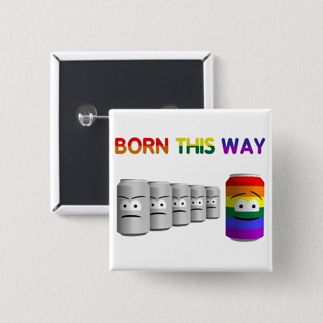 Född på detta sätt, HBT Rainbow Rand Knapp (Framsida & baksida)