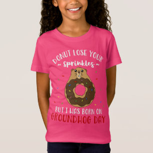 Född på Groundhog Day Lilla födelsedag Donut T Shirt