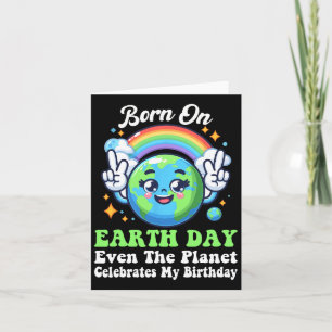 Född på jorddagen Groovy Earth Day Birthday Kids M Kort