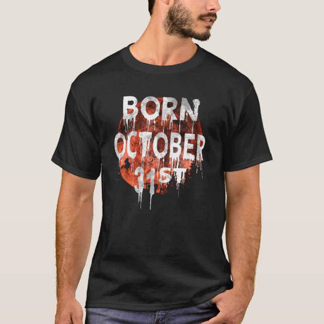 Född på Oktober 31a Halloween-Fladdermöss och Full T Shirt (Framsida)