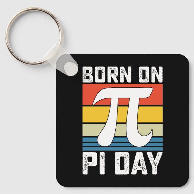 Född på Pi-dagen Födelsedag Matte Matematik Nyckelring (Framsida)