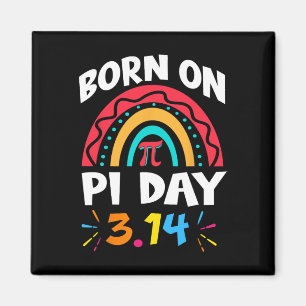 Född på Pi Day Birthday 2025 Regnbåge Pi Day Math  Magnet