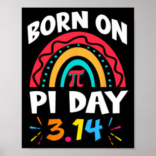 Född på Pi Day Birthday 2025 Regnbåge Pi Day Math Poster