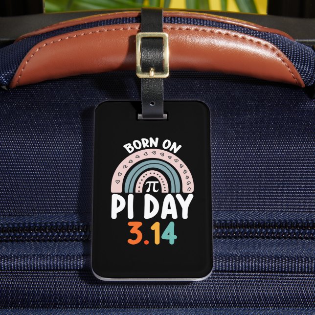 Född på Pi Day Birthday Math Funny Bagagebricka (Framsida Insitu 2)