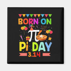 Född på Pi Day Birthday Math Teacher 3.14 Cake Gif Magnet