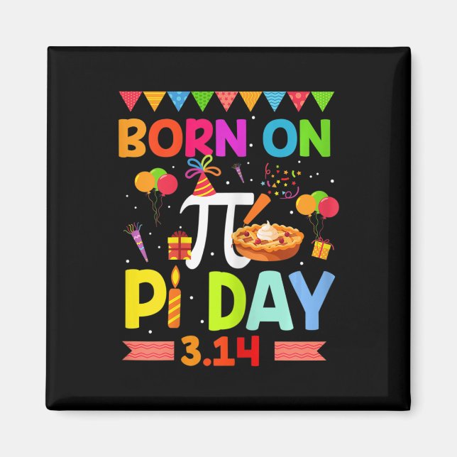 Född på Pi Day Birthday Math Teacher 3.14 Cake Gif Magnet (Framsidan)