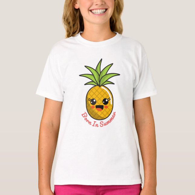 Född på sommarananas t shirt (Framsida)