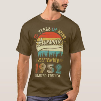 Född september 1952 70:e födelsedagen 1952 70 t shirt