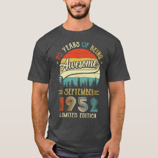Född september 1952 70:e födelsedagen 1952 70 t shirt