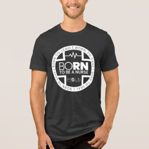 Född som sjuksköterska Mörk Färg Tri-Blend T-Shirt