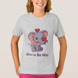 Född som Vild | Elephant T-Shirt för Kid