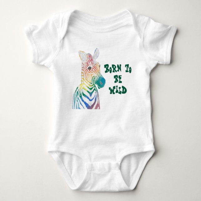 Född som Vild Rainbow Zebra T Shirt (Framsida)