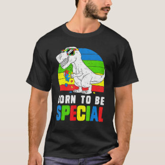 Född Special Rex Pussel Dino Pojkar Autism Medvete T Shirt