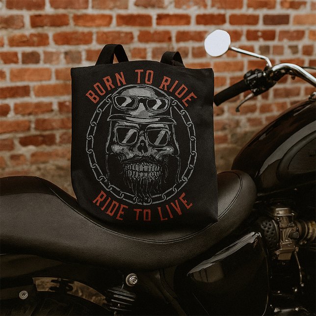 Född till Bikerna Ride Skull Ride to Live Tygkasse (Skapare uppladdad)