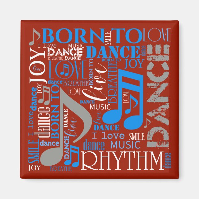 Född till Dance Blue/White/Any Färg ID277 Magnet (Framsidan)