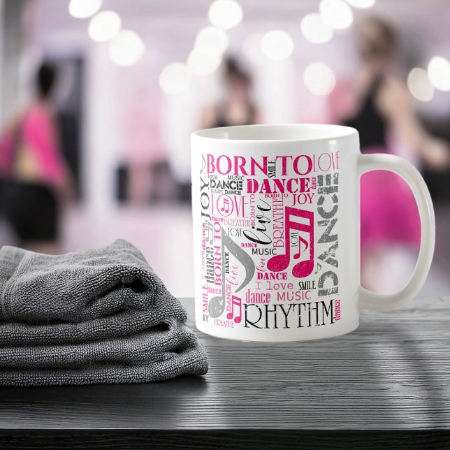 Född till Dance Rosa Grått ID277 Kaffemugg (Skapare uppladdad)