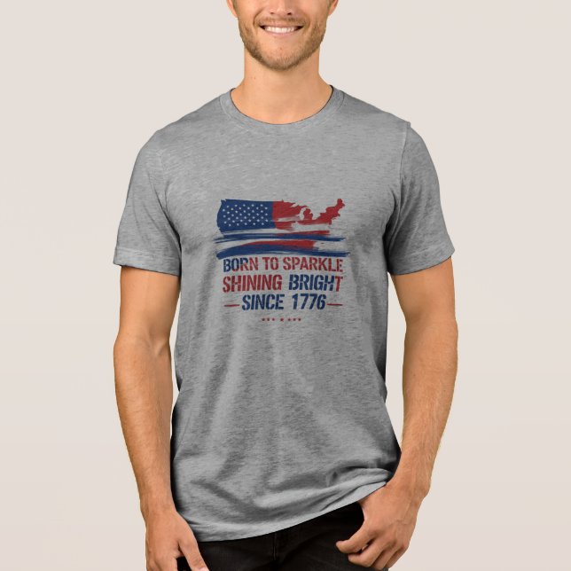 Född till Gnistra 1776 - USA flagga Art Premium Te T Shirt (Framsida)