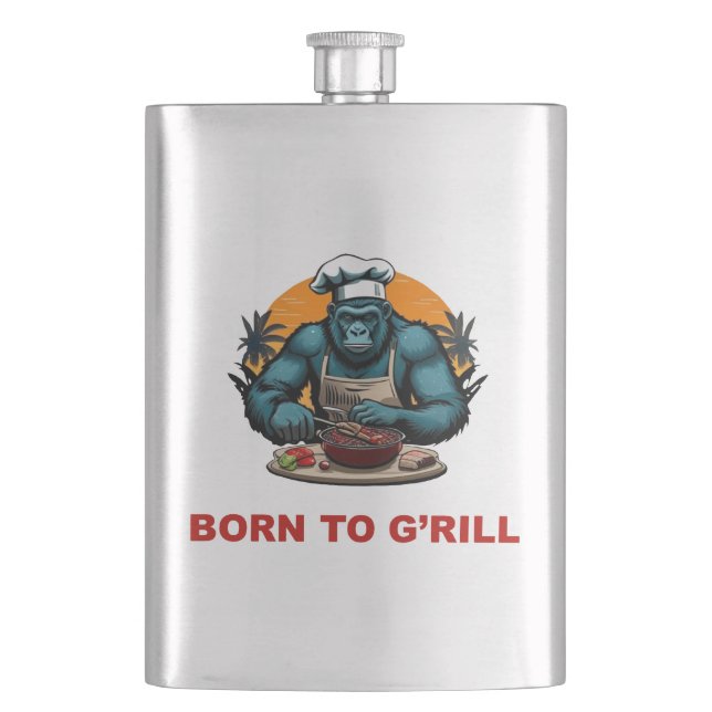 Född till G'rill BBQ-mästare Rolig Pun Fickplunta (Framsidan)