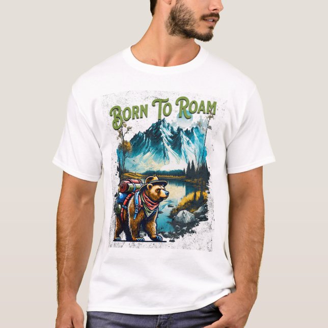 "Född till roaming" utomhus/vandrande t-shirt (Framsida)