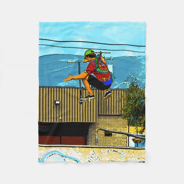 Född till Scoot - Stunt Scooter Trick Fleecefilt (Framsidan)