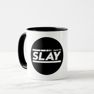 Född till slay Typography Mugg