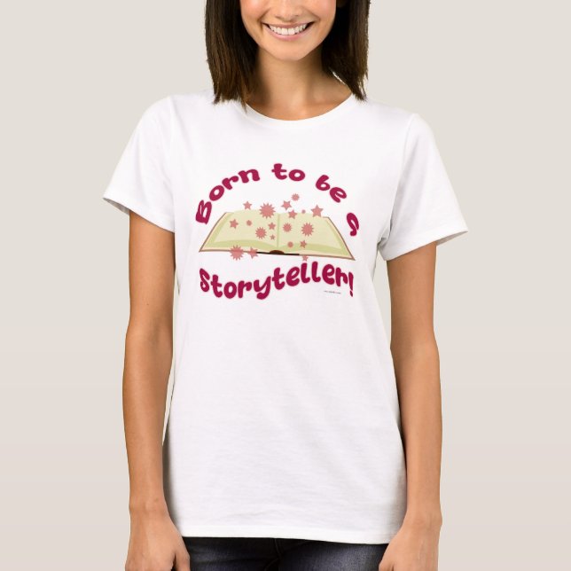 Född till Storyteller Author Art Roligt T Shirt (Framsida)