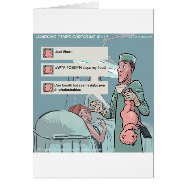 Född till Tweet Funny Tecknad Hälsningskort (Framsidan)