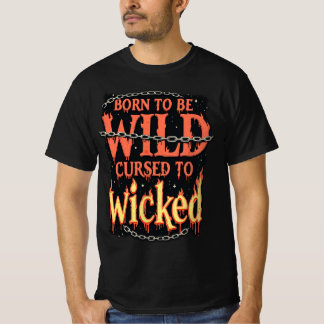 Född till Vild kursiverad till fiffel på Halloween T Shirt