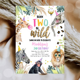 Född två gånger i Vild Safari Party-djur födelseda Inbjudningar