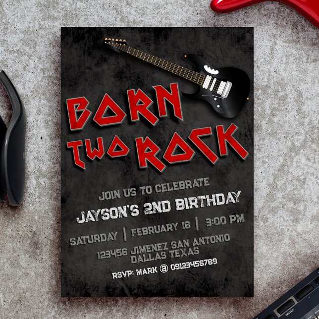 Född två Sten - andra födelsedagen Inbjudningar (Born Two Rock - Boy 2nd Birthday Invitation)
