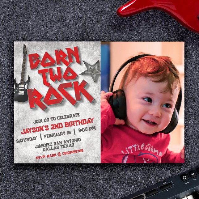 Född Two Rock med Foto Landskap Inbjudningar (Born Two Rock with Photo Landscape Invitation)