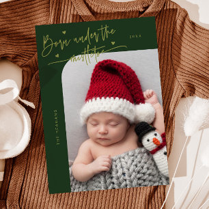 Född under Grönten Mistletoe Birth Notice Meddelande