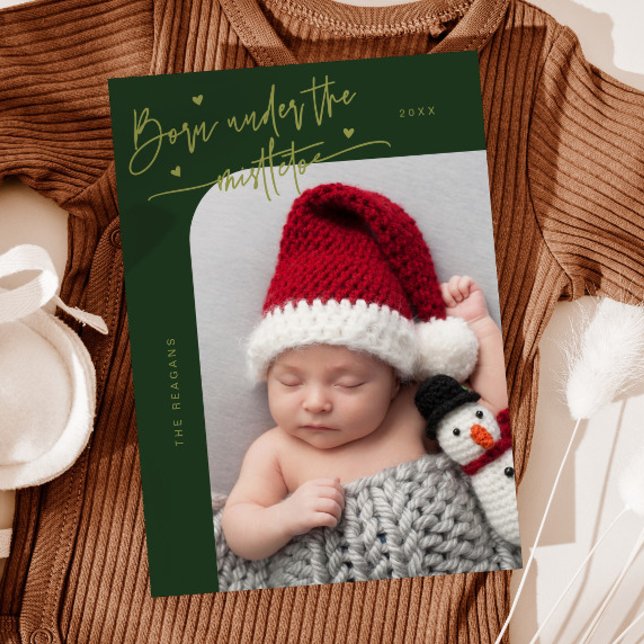 Född under Grönten Mistletoe Birth Notice Meddelande (Skapare uppladdad)